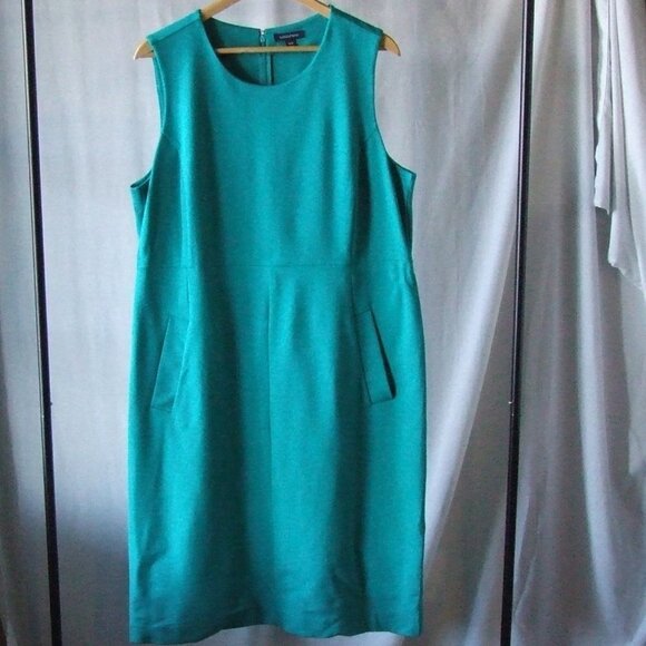 Lands End dress sleeveless casual green summer plus size 16W BBW stretch pockets - Picture 1 of 15